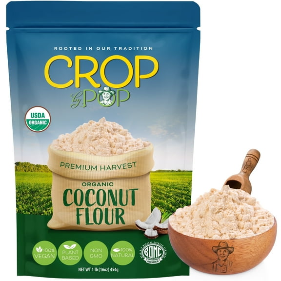 Crop By Pop - Organic Coconut FlourUSDA Organic Non GMO (16 Oz - 1 LB) All Natural, Keto, Vegan, Kosher