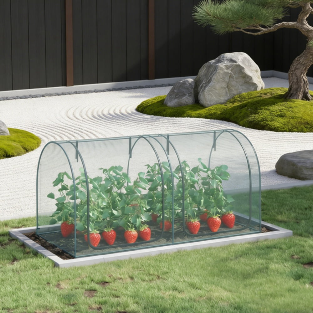 Crop Cage Plant Protector, HDPE Mesh & Steel Frame, Zippered Doors, Ground Stakes, Portable with Carry Bag for Vegetables Flowers Outdoor
