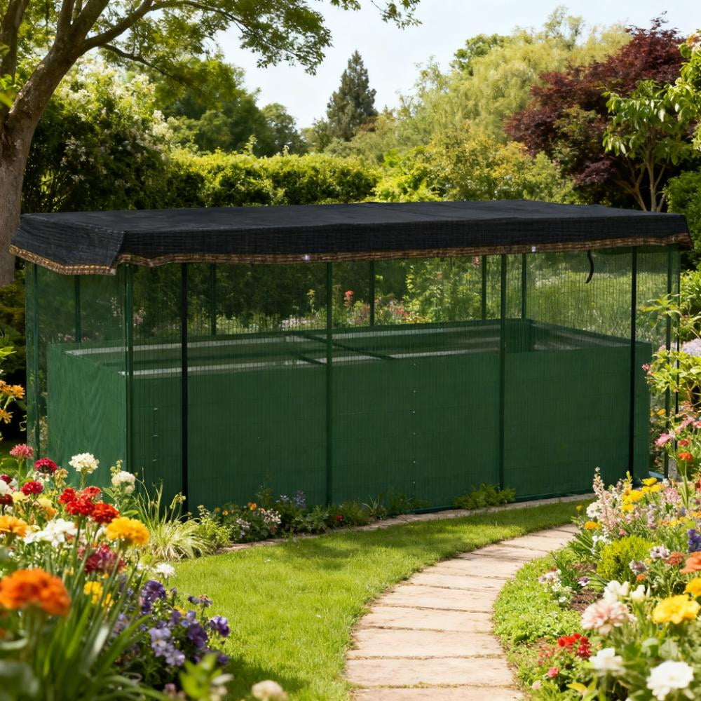 Crop Cage and Shade Cloth with Raised Garden Bed, Galvanized Steel Planter Box