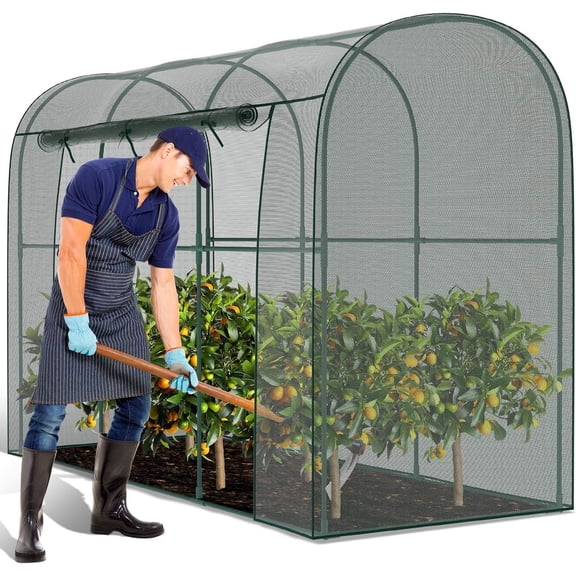Crop Cages for Garden Plant, 9.8x3.3x6 Ft Plant Protection Netting Tent with Zippered Door, Raised Bed Cover, Garden Bed Cover with Frame, Wind-Resistant Plant Cages for Outdoor Plants