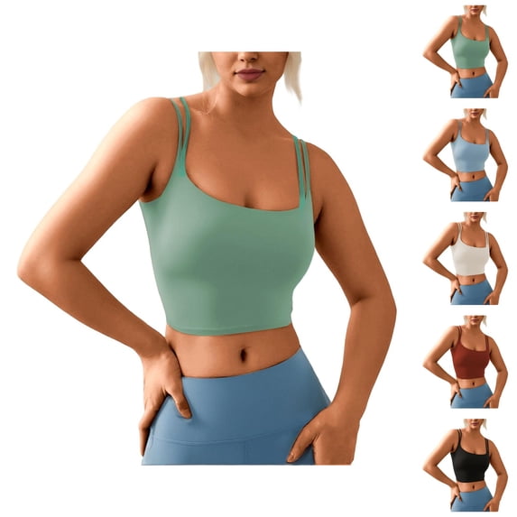 Crop Camisole Tops for Women Square Neck Racerback Spaghetti Strap Padded Cami Tank Tops Longline Sports Bra