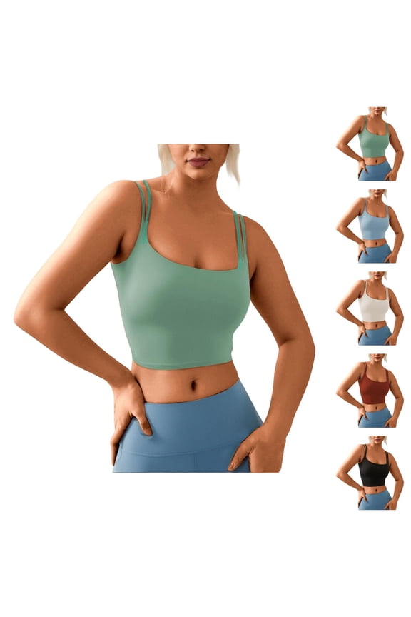 Crop Camisole Tops for Women Square Neck Racerback Spaghetti Strap Padded Cami Tank Tops Longline Sports Bra