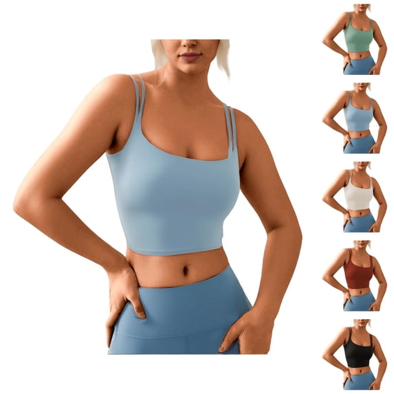 Crop Camisole Tops for Women Square Neck Racerback Spaghetti Strap Padded Cami Tank Tops Longline Sports Bra