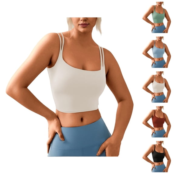 Crop Camisole Tops for Women Square Neck Racerback Spaghetti Strap Padded Cami Tank Tops Longline Sports Bra