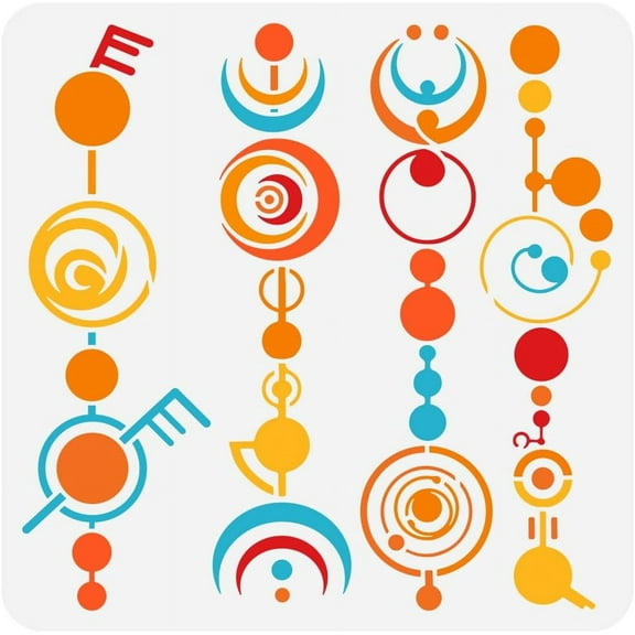 Crop Circle Pictograms Stencil for Painting 11.8x11.8 inch Plastic PET Crop Circle Patterns Drawing Template Reusable Pictograms Painting Stencil Symbol Theme Template for DIY Crafts