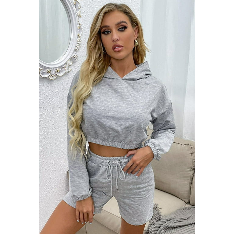 Cropped Hoodie And Shorts Set Crop Hoodie And Shorts Set