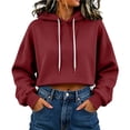 thumbnail image 1 of Crop Hoodies for Women - Loose Pullover Hooded Sweatshirt - Long Sleeve Drawstring Fashion Loungewear Tops, 1 of 6
