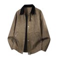 thumbnail image 1 of Crop Jackets for Men Jerdar Men's Color-blocked Lapel Zip-up Snap Button Zip-up Pocket Long-sleeved Coat Top, 1 of 9