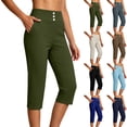 thumbnail image 1 of Crop Pants for Women Casual Yoga Pants Work Golf Trousers Stretch High Waisted Straight Leg Capris with Pockets XL, 1 of 9