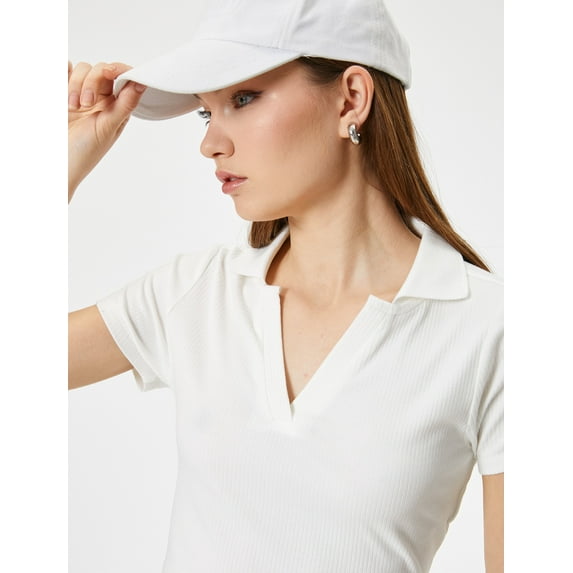 Crop Polo Neck T-Shirt