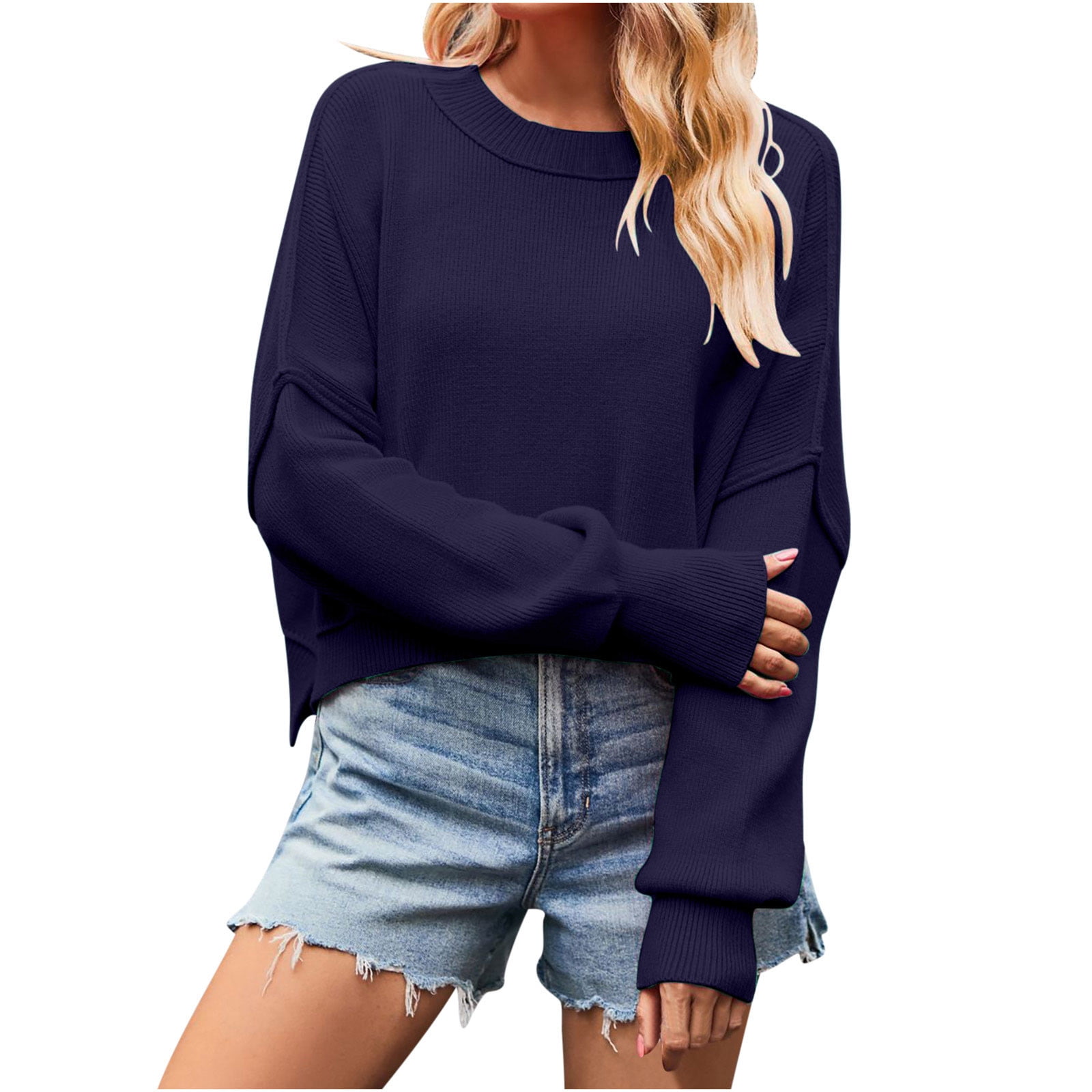 Jescakoo Women's Long Sleeve Tunic Top – Loose Fit, Side Split, V-Neck, Perfect For Casual Wear 5 thumbnail image