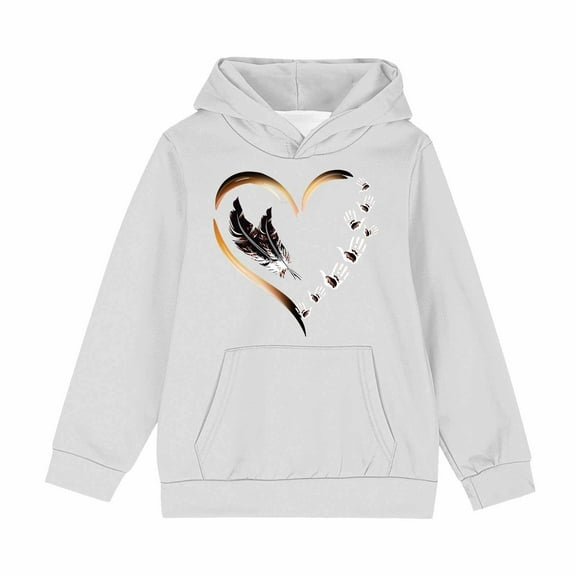 Crop Sweatshirts Pullover for Girls Cute Printed Long Sleeves Hoodies with Pocket Casual Crew Neck Fall Winter Pullover Tops Clothes Comfy Jumper School Warm Girl Sweatshirts