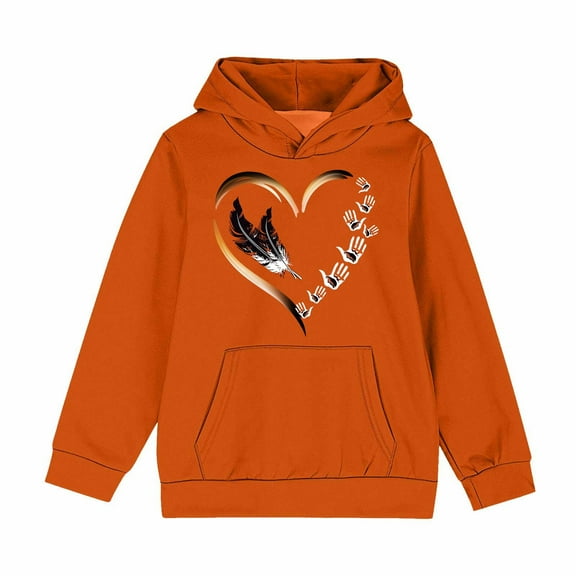 Crop Sweatshirts Pullover for Girls Cute Printed Long Sleeves Hoodies with Pocket Casual Crew Neck Fall Winter Pullover Tops Clothes Comfy Jumper School Warm Girl Sweatshirts