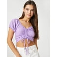 thumbnail image 1 of Crop T-Shirt Puff Sleeve Shirred V Neck, 1 of 1