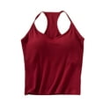 thumbnail image 1 of Crop Tank Top Pack for Women Built in Bra Seamless Sleeveless Shirts Racerback Spaghetti Strap Cami Cropped Top, 1 of 6