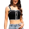 thumbnail image 1 of Crop Tank Top for Women Summer Sleeveless Button Square Neck Going Out Cami Tops XS Black, 1 of 6