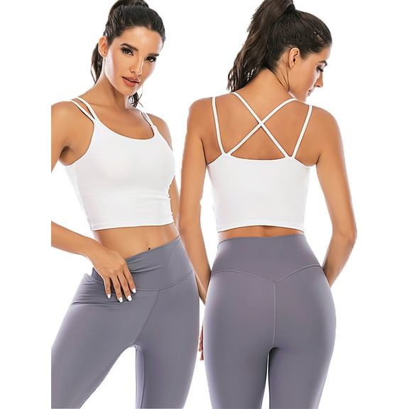 Womens Camisole Bras Tube Top Sport Bras Comfy Padded Seamless Gym Camisole Crop Strap Tops Chest Pad Vest