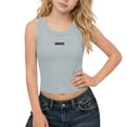 thumbnail image 1 of Crop Tank Tops for Girls Summer Cute Going Out T Shirts Slim-Fit Stretchy Sleeveless Cropped Tanks Tshirts 3 Years, Gray, 1 of 7