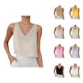 thumbnail image 1 of Crop Tank Tops for Women Lightweight Casual Cotton Linen V Neck Sleeveless Shirt Going out Tops Summer Outfits, 1 of 8