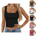thumbnail image 1 of Crop Tank Tops for Women Square Neck Stretchy Ribbed Plain Slimming Sleeveless Shirt Y2k Going out Tops Summer Outfits, 1 of 5
