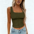 thumbnail image 1 of Crop Tank Tops for Women Womens Cotton Ribbed Square Neck Tank Top Basic Backless Sleeveless Summer Shirt Tank Top, 1 of 4