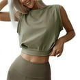 thumbnail image 1 of Crop Top Athletic Shirts for Women Cute Sleeveless Yoga Tops Running Gym Cotton Cropped Workout Clothes green S, 1 of 7
