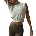 thumbnail image 1 of Crop Top Athletic Shirts for Women Cute Sleeveless Yoga Tops Running Gym Cotton Cropped Workout Clothes XL, 1 of 7