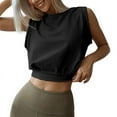 thumbnail image 1 of Crop Top Athletic Shirts for Women Cute Sleeveless Yoga Tops Running Gym Cotton Cropped Workout Clothes black XXL, 1 of 7