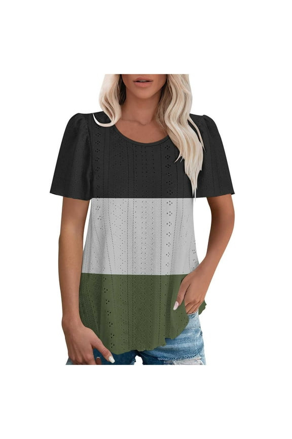Crop Top Ndbuld Essentials Women's Classic-Fit Short-Sleeve Round Neck T-Shirt, Multipacks Army Green M