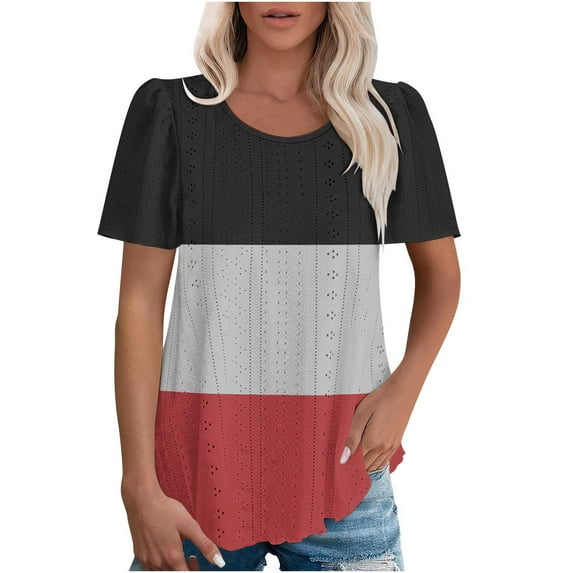 Crop Top Ndbuld Essentials Women's Classic-Fit Short-Sleeve Round Neck T-Shirt, Multipacks Red 3XL