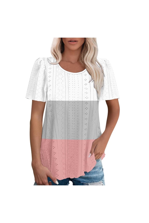 Crop Top Ndbuld Essentials Women's Classic-Fit Short-Sleeve Round Neck T-Shirt, Multipacks Deal for Days Holiday Decor Watermelon Red L