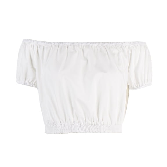 Crop Top Off Shoulder Cute Low Back Shirt Short Sleeves Sexy Blouse