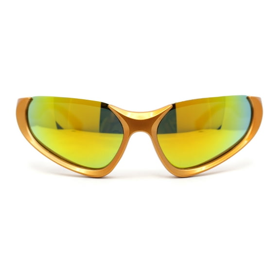 Crop Top Runway Fashion Wrap Triangular Sport Style Sunglasses Orange - Orange Mirror