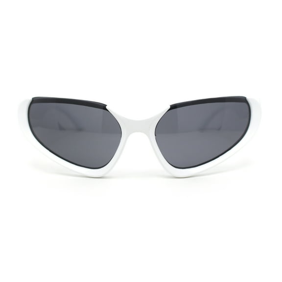 Crop Top Runway Fashion Wrap Triangular Sport Style Sunglasses White - Black