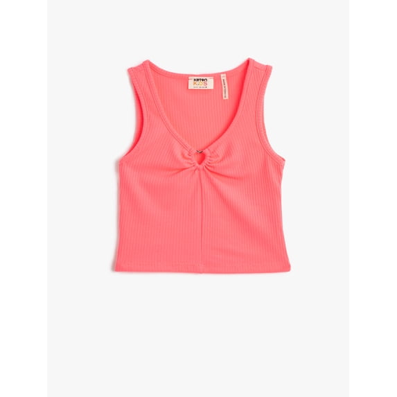 Crop Top Sleeveless Ribbed Cutout Detail V Neck