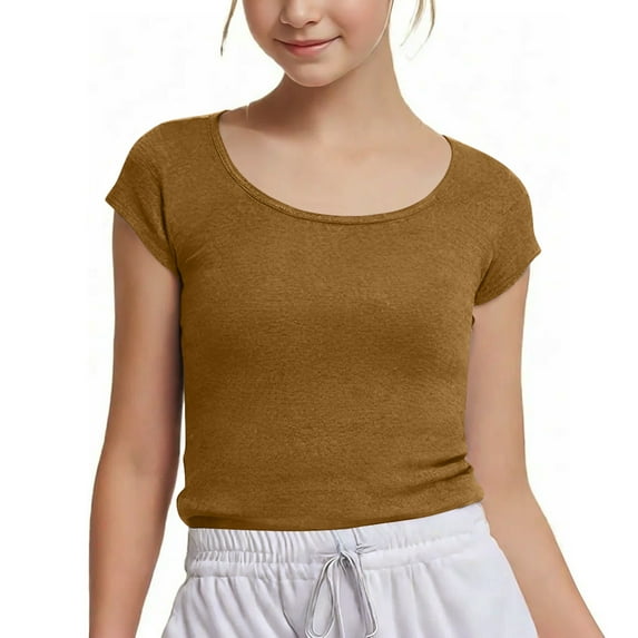 Crop Tops for Girls Short Sleeve Shirt Girls Summer Tops Square Neck Slim Fit Tops Basic Tee Tight Tops Girls Light up High Tops Cold Shoulder Tops for Kids Girls Winter Toddler Girl Clothes