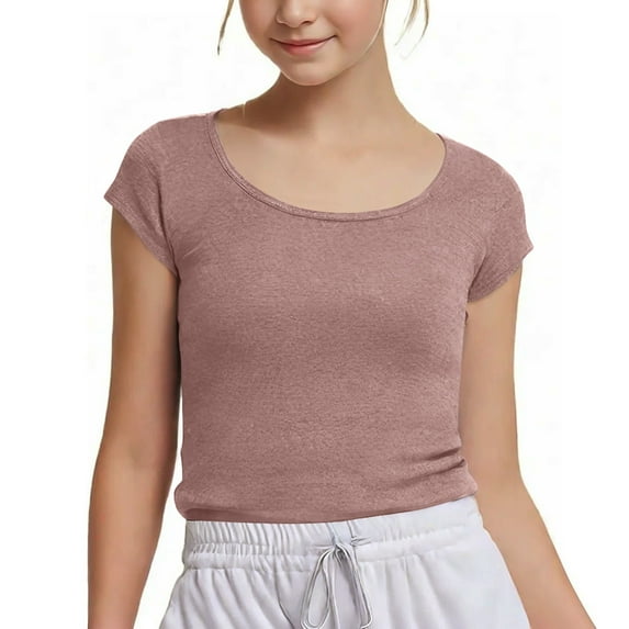 Crop Tops for Girls Short Sleeve Shirt Girls Summer Tops Square Neck Slim Fit Tops Basic Tee Tight Tops Girls Light up High Tops Cold Shoulder Tops for Kids Girls Winter Toddler Girl Clothes