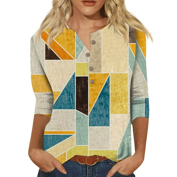 Crop Tops Plus Size Halloween 3/4 Sleeve T-Shirt Women Vintage Work Slim Fits Lightweight