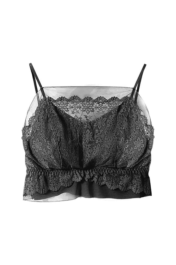 Crop Tops for Women Casual Summer T-Shirts Blouses Women's Solid Color Integrated Suspender Lace Sleeveless Tank Top Tank Tops Long Tank Tops Vintage Camisole for Walking Travel Golf