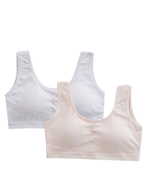 Crop Tops for Girls 2 Pack Girls Training Bra with Pads Seamless Sport Bra for Teen Girls Comfyable Cotton Training Bra 10Y