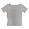 thumbnail image 1 of Crop Tops for Girls Short Sleeve Shirt Summer Square Neck Slim Fit Basic Tees Kids T-Shirts for Girls Fashionable Tween Girls Trendy Clothes, 1 of 4