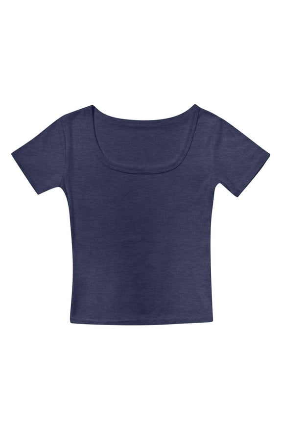 Crop Tops for Girls Short Sleeve Shirt Summer Square Neck Slim Fit Basic Tees Kids T-Shirts for Girls Fashionable Tween Girls Trendy Clothes