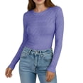 thumbnail image 1 of Crop Tops for Juniors Y2K Trendy Ribbed Knit Long Sleeve Crewneck Slim Fit Bodycon Layering Top, 1 of 8