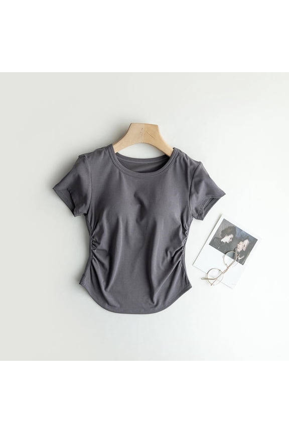 Crop Tops for Women Cute Trendy Basic Tight Rounk Neck Blouse Short Sleeve Crop Tops Flash Picks