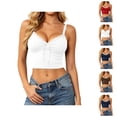 thumbnail image 1 of Crop Tops for Women Summer Color Block Spaghetti Strap Lace V Neck Low Cut Bow Front Slim Fit Y2k Camisole Going out Tank Top, 1 of 7