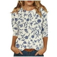 thumbnail image 1 of Crop Tops for Women Trendy Paisley 3/4 Sleeve Plus Size Blouses Ladies Spring Partys, 1 of 5