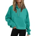 thumbnail image 1 of Crop Tops for Women Trendy Women Half Zip Cropped Hoodies Fleece Quarter Zip Up Pullover Sweatshirts Winter Clothes 2023 Outfits Sweater Coat, 1 of 6