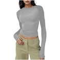thumbnail image 1 of Crop Tops for Women Y2K Dressy Long Sleeve Knit Shirt Crewneck Slim Fit Pullover Sweaters, 1 of 4