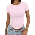 thumbnail image 1 of Crop Tops for Women, Yigetop Women's Crop T Shirt Girls Summer Pullover Top Women's Thin Round Neck Fashion Short Sleeves Cute Summer Tops Red2 XL, 1 of 9