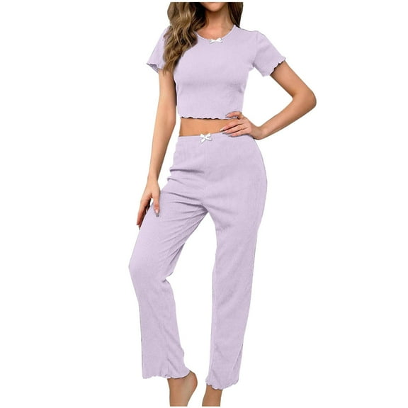 Crop Tops with High Waisted Ankle Pants Summer Set for Women 2 Piece Fashion 2025 Casual Teen Girls Comfy Matching